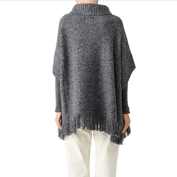 Joie Wool Blend Grey Hatice Fringe Poncho Sweater Size XS/S - Picture 2 of 13
